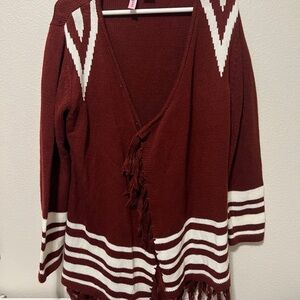 Confess Crochet Cardigan Sweater Red Size L/XL